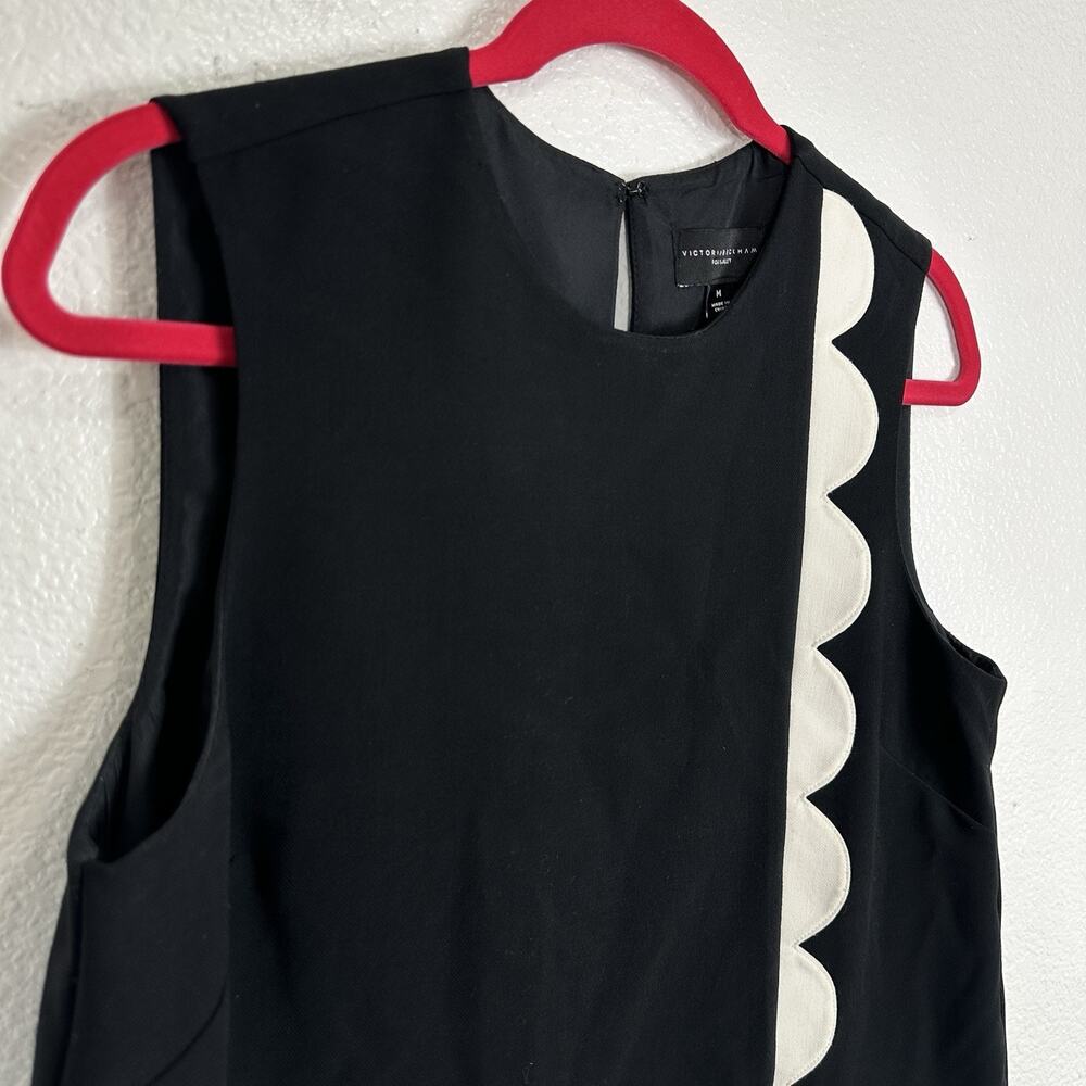 Victoria Beckham Target Women Medium Black Sleevless White Scallop Trim Chic - Picture 6 of 13